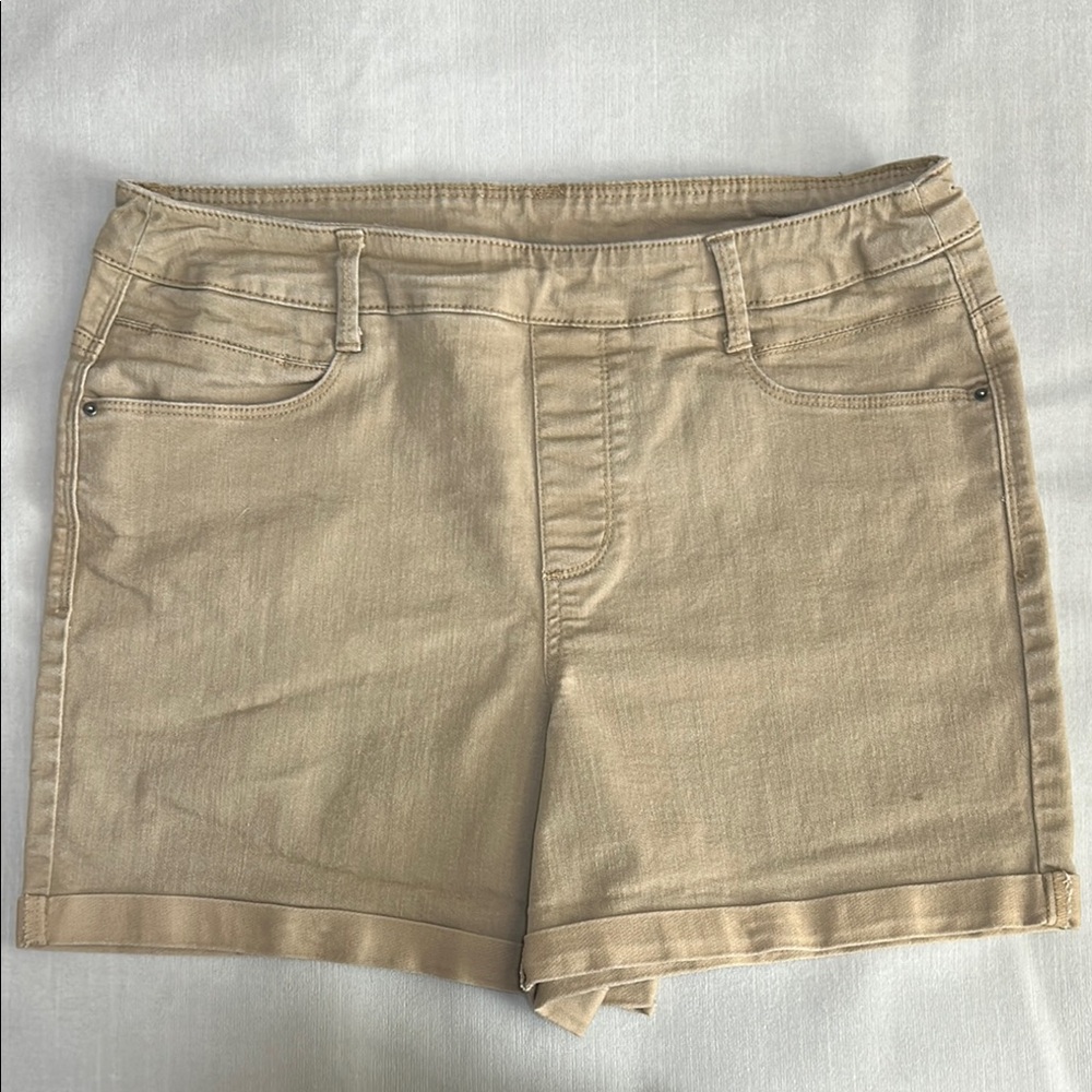 Time and Tru Tan Jean Shorts with Stretch